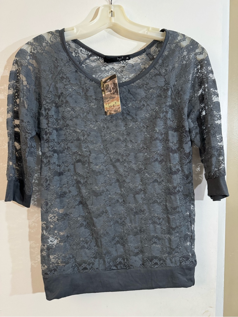 love J Gray Lace Overlay Short Sleeve Tunic